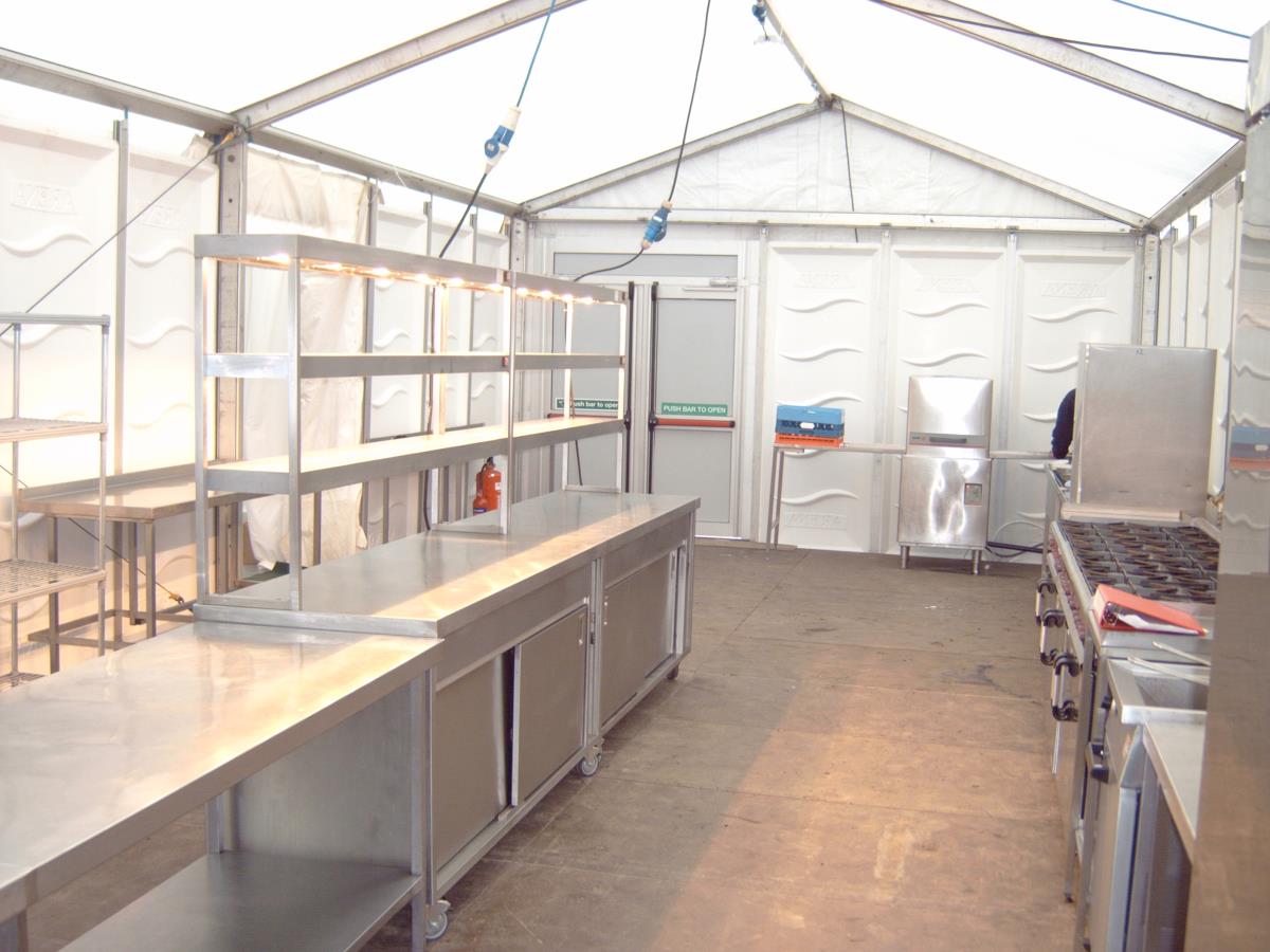 Kitchen for restaurant at a horse racing event.